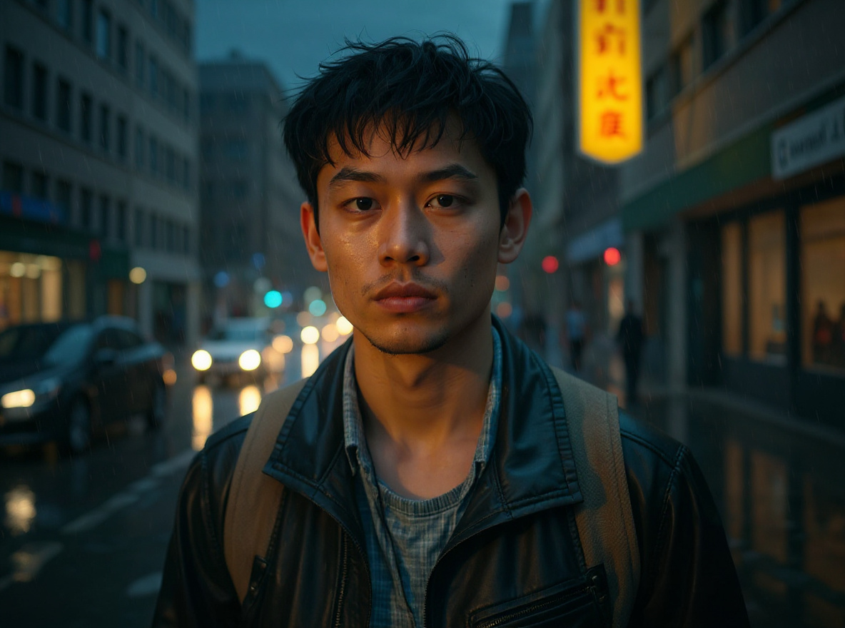 Rainy Street Cinematic Portrait Prompt real provider after result